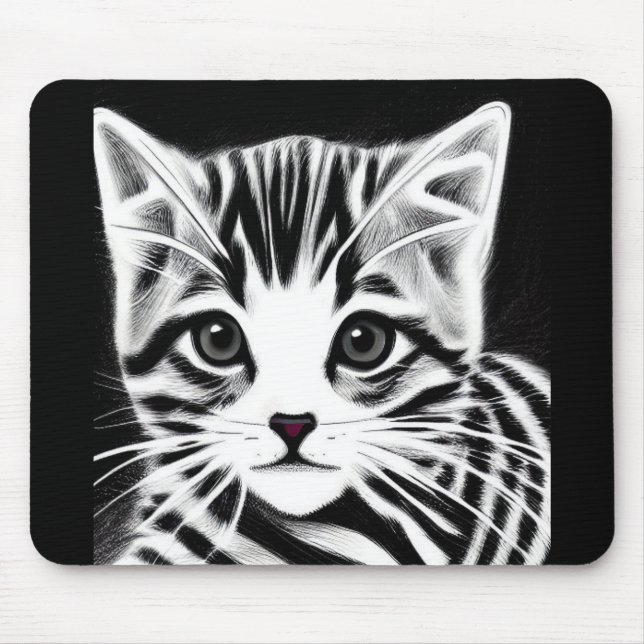 Cute kitten, svart, vit musmatta (Framsidan)