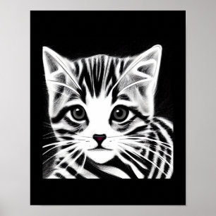 Cute kitten, svart, vit poster