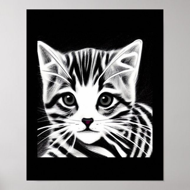 Cute kitten, svart, vit poster (Framsidan)