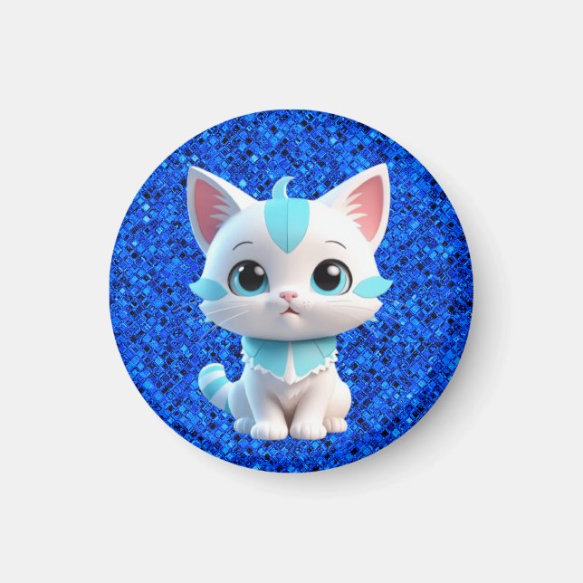 Cute Kitten Tecknad 3D Design-38063 Magnet (Framsidan)
