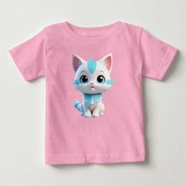 Cute Kitten Tecknad 3D Design-38063 T Shirt (Framsida)