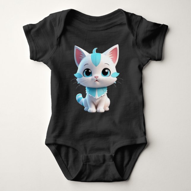 Cute Kitten Tecknad 3D Design-38063 T Shirt (Framsida)