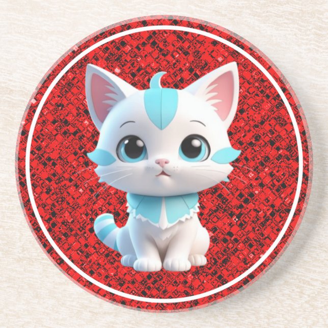 Cute Kitten Tecknad 3D Design-38063 Underlägg (Framsidan)