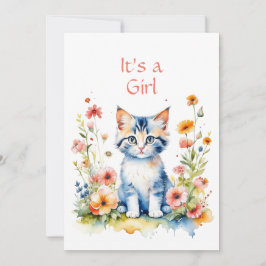 Cute Kitten Thecks Baby Shower Inbjudningar