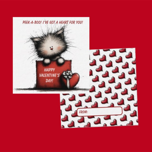 Cute Kitten Valentine Card Anteckningskort (Skapare uppladdad)