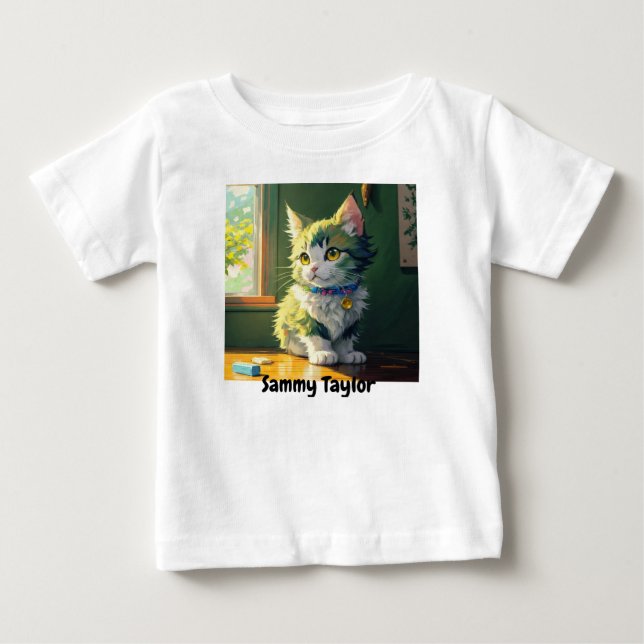 Cute Kitten. Vibrant färg. Redigerbar T Shirt (Framsida)