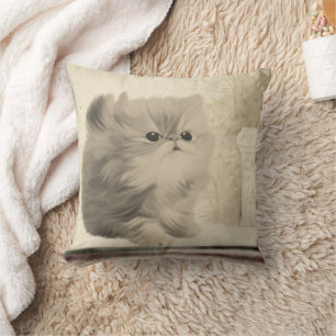 Cute Kitten Vintage Art Kudde