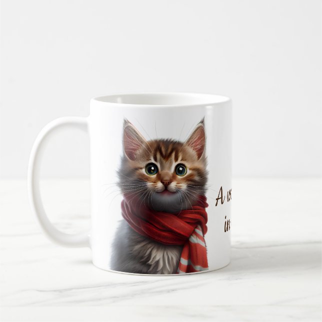 Cute Kitten Warm Hug Kaffemugg (Vänster)