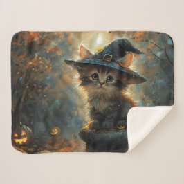 Cute Kitten Wearing a Witch Hat