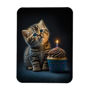 Cute Kitten Wishing Grattis på födelsedagen Magnet