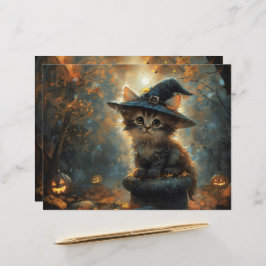 Cute Kitten Witch Hat Scrapbook Papper