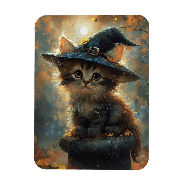 Cute Kitten Witch Witch Hat Flexible Magnet (Vertikal)