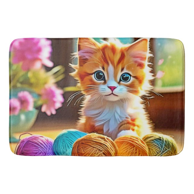 Cute Kitten Yarn Badrumsmatta (Framsidan)