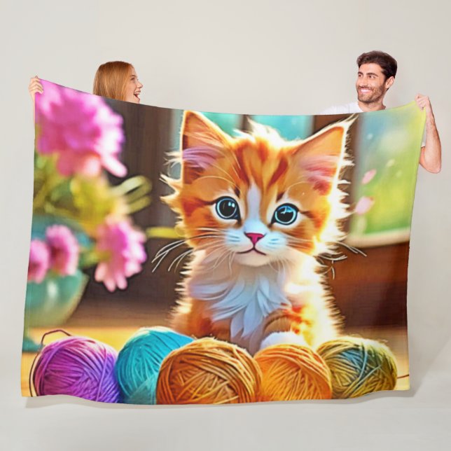 Cute Kitten Yarn Fleecefilt (På plats)