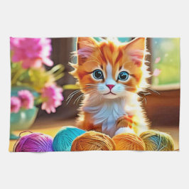 Cute Kitten Yarn Kökshandduk