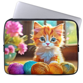 Cute Kitten Yarn Laptop Fodral