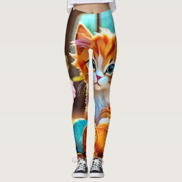 Cute Kitten Yarn Leggings