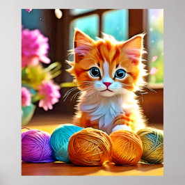 Cute Kitten Yarn Poster