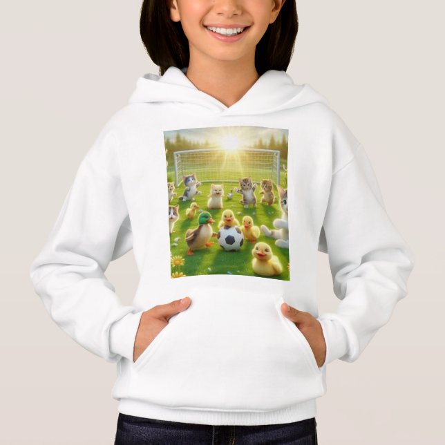 Cute Kittens and Ducklings Playing Soccer – Whimsi T Shirt (Framsida)