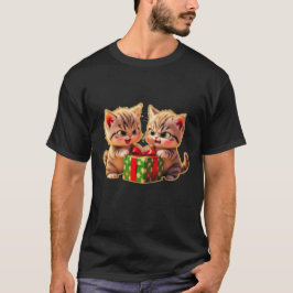 **Cute Kittens Fighting Over a Gift – Funny Christ T Shirt