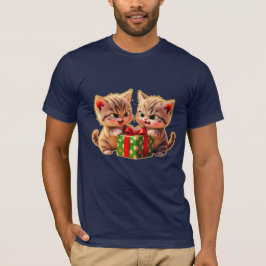 **Cute Kittens Fighting Over a Gift – Funny Christ T Shirt