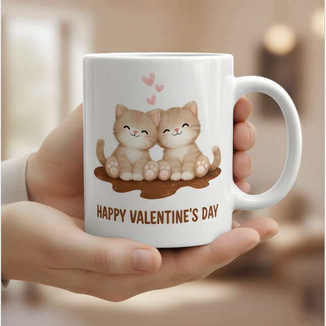 Cute Kittens Happy Valentine's Day Mug Cat Lover Kaffemugg (Skapare uppladdad)