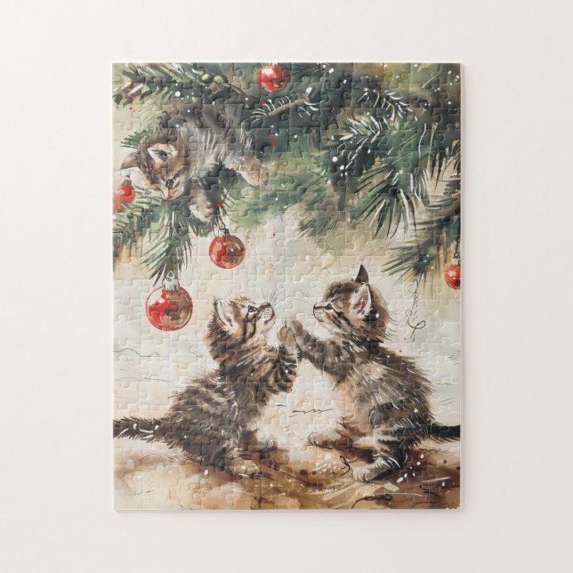 Cute Kittens Julgran Pussel (Vertikal)