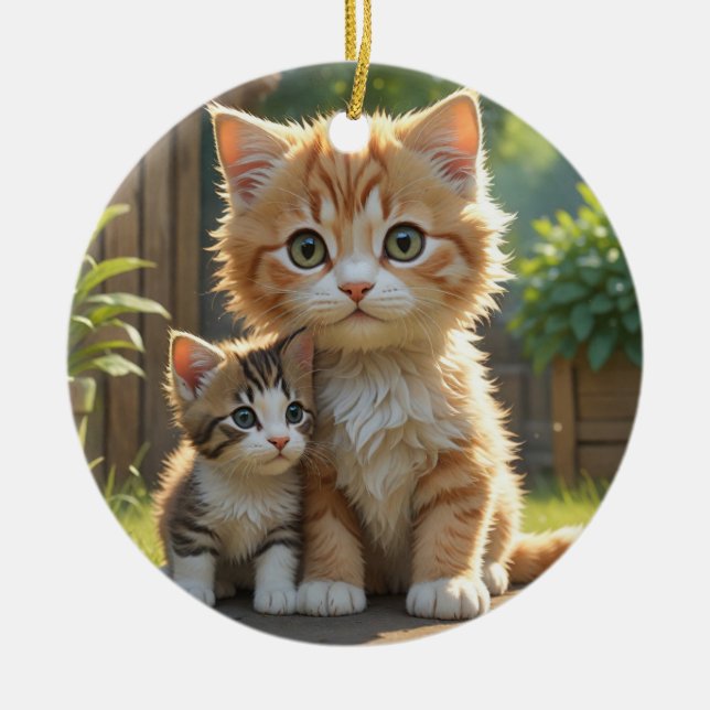 Cute Kittens Julgransprydnad Keramik (Framsidan)