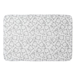 Cute Kittens och polka dots Black & White Badrumsmatta