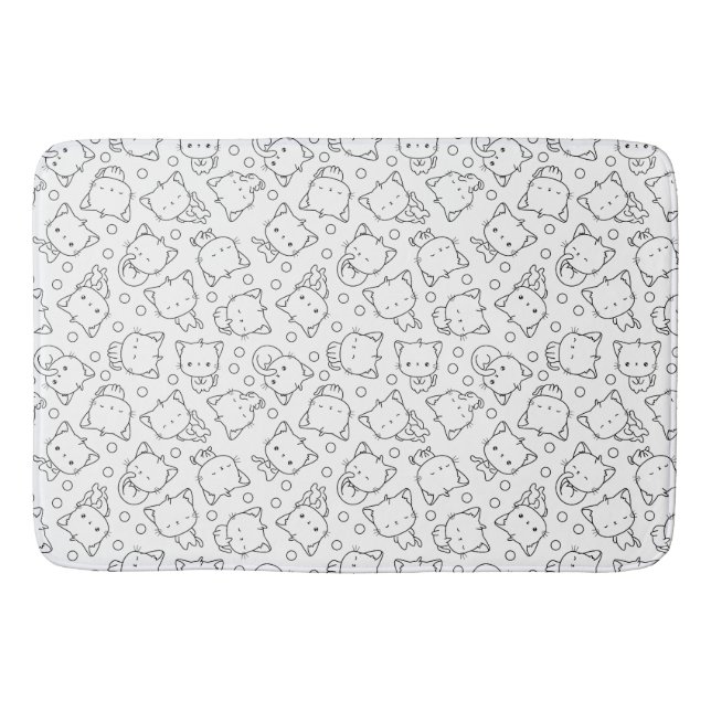 Cute Kittens och polka dots Black & White Badrumsmatta (Framsidan)