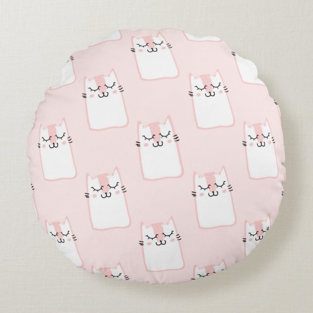Cute Kittens Rund Kudde (Framsidan)