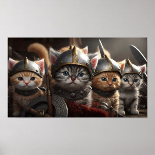 Cute Kittens som Viking Warriors Poster