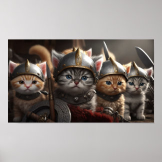 Cute Kittens som Viking Warriors Poster