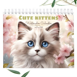 Cute Kittens Watercolor Säsong Cat Lover Kalender