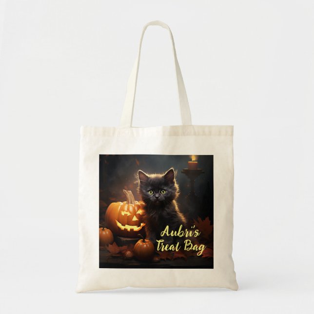 Cute Kittens with Pumpkins Tote Bag Tygkasse (Framsidan)