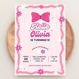 Cute Kitty Birthday Invitation, Editable Kitty Bir Inbjudningar
