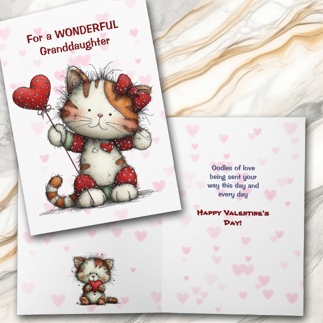 Cute Kitty Cat Granddaughter Valentine Card Helgkort (Skapare uppladdad)