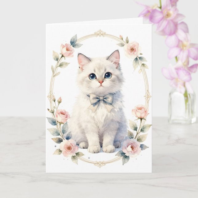 cute kitty cat greeting card kort (Orkide)