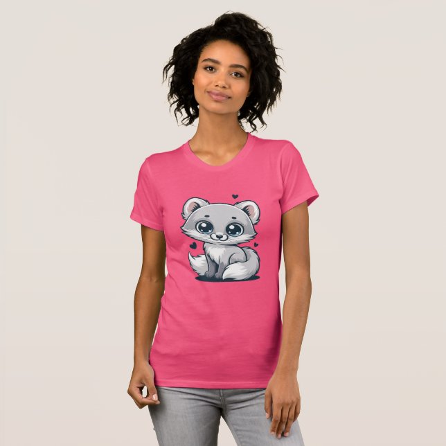 Cute Kitty Cat Illustration -Minimalistic T Shirt (Hel framsida)