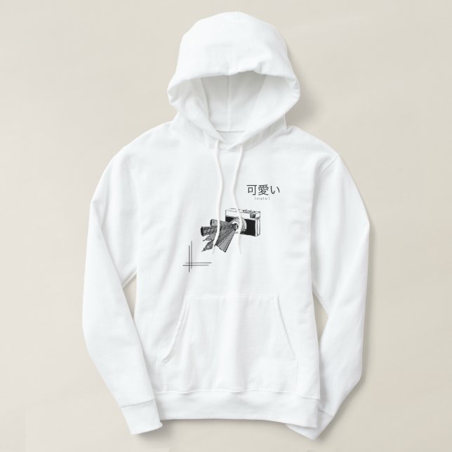 Cute Kitty Illustration – Adorable & Soft Aestheti Hoodie (Design framsida)