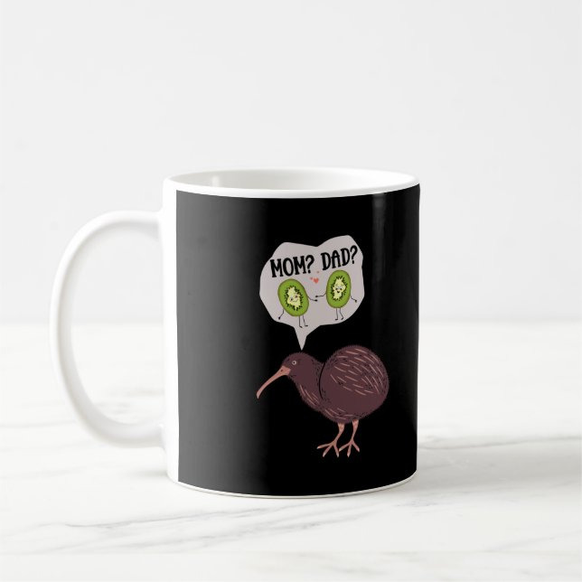 Cute Kiwi Bird Family Humor Nya Zeeland Kaffemugg (Vänster)