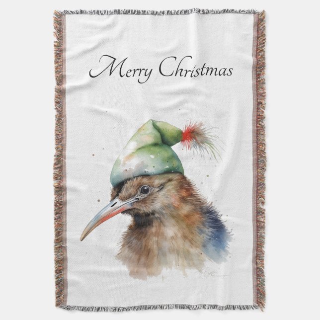 Cute Kiwi Bird i jul Elf Hat, anpassningsbar Filt (Framsidan Vertikal)