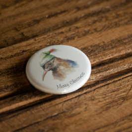 Cute Kiwi Bird i jul Elf Hat, anpassningsbar Knapp
