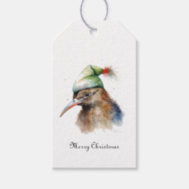 Cute Kiwi Bird i jul Elf Hat, anpassningsbar Presentetikett