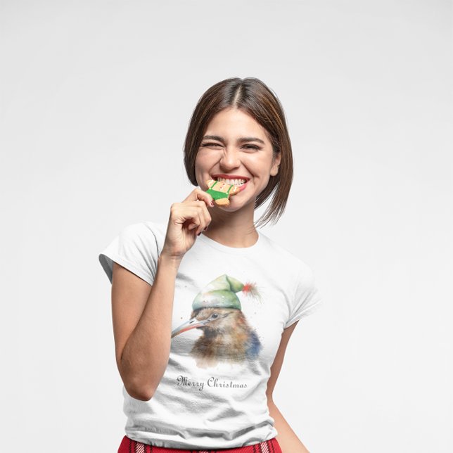 Cute Kiwi Bird i jul Elf Hat, anpassningsbar T Shirt (Skapare uppladdad)