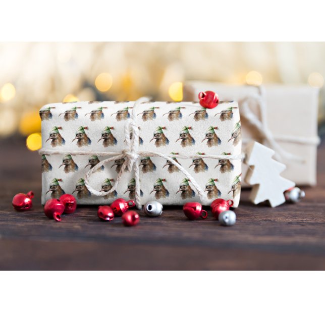 Cute Kiwi Bird i jul Elf Hat Presentpapper (Skapare uppladdad)