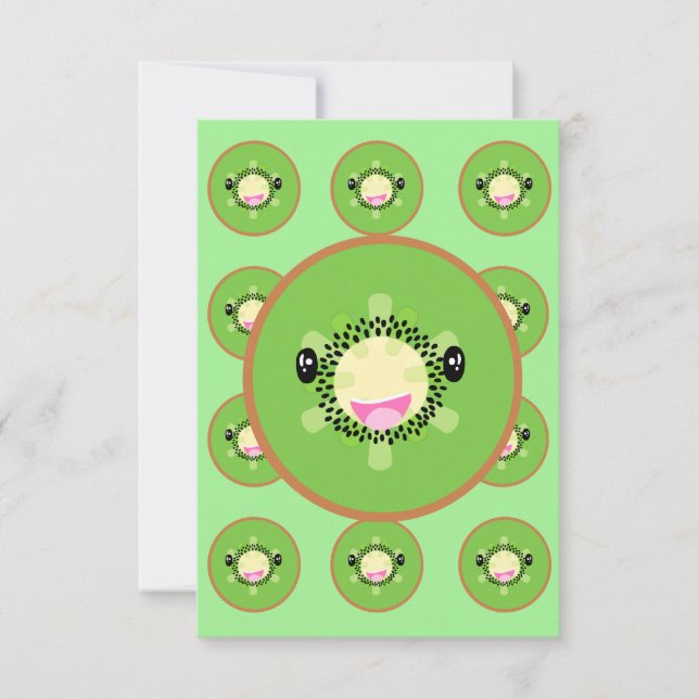 Cute Kiwi (kawaii) Tack Kort (Framsida)