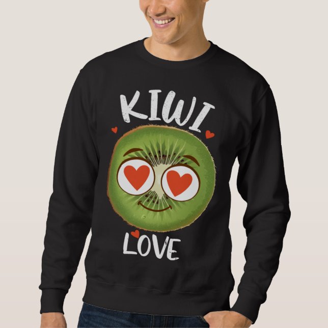 Cute Kiwi Love Fruit Farmer Healthy Life Lång Ärmad Tröja (Framsida)