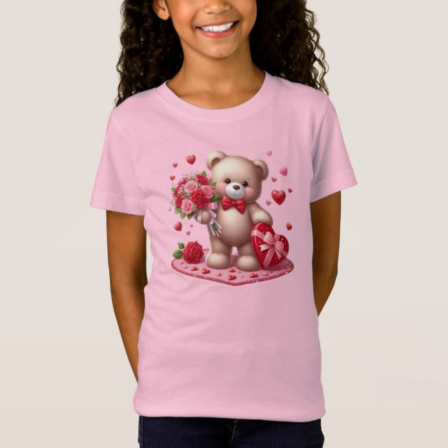 Cute, klassisk Alla hjärtans nalle T Shirt (Framsida)