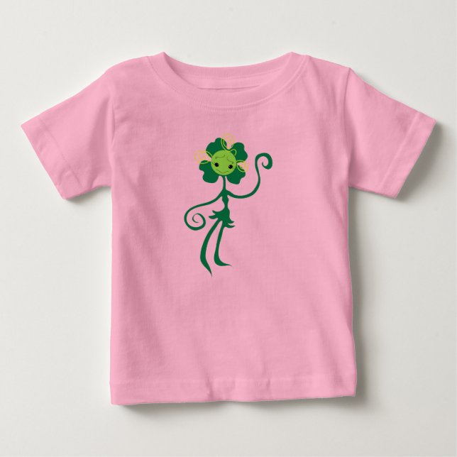 Cute Klöver Flower Girl Organic Baby Bodykostym T Shirt (Framsida)